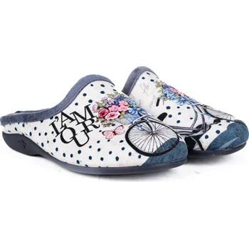 Dámské pantofle Sanital Flex Dámské puntíkované domácí papuče s kolem a květinami Z27667X Velikost: 39
