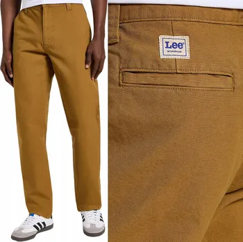 Pánská móda Lee RELAXED WORKWEAR CHINO volné hnědé kalhoty chinos střihu W34 L34