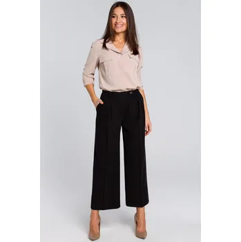 Dámské kalhoty Stylove dámské elegantní rovné kalhoty 7/8, černé, velikost M