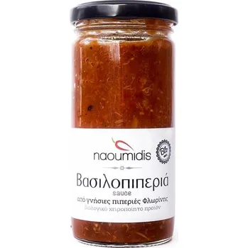 Koření Naoumidis Piperia Florinis Vasilopiperia - BIO omáčka z paprik s rajčaty a hříbky 260g NAOUMIDIS