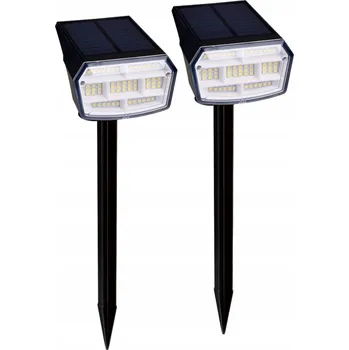 2X SOLÁRNÍ LAMPA ZAPICHOVACÍ REFLEKTOR DO ZAHRADY STUDENÁ BÍLÁ SVĚTLO ČIDLO SOUMRAKU
