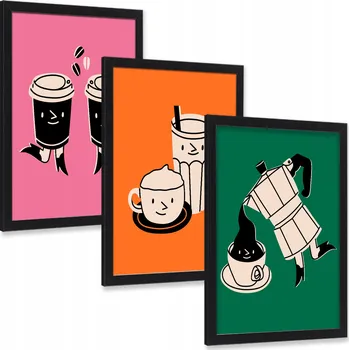 Obraz Sada obrazů do kuchyně KAWA v rámu, plakáty na zeď 40x30 cm