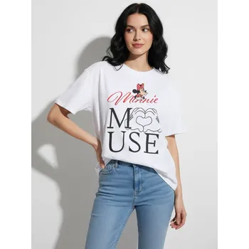 Oblečení a móda Sinsay - Bavlněná košilka s potiskem Minnie Mouse - bílá - 952CG-00X - 952CG-00X-M