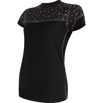 Cyklistické oblečení Dámské triko kr.rukáv SENSOR MERINO IMPRESS černá/pattern L