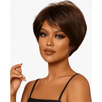 Paruka Cameron Hair Paruka krátké syntetické vlasy hnědá LC2020-2