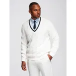 Ombre Clothing Elegantní pletený svetr pro muže bílý v1 om-swcd-0126