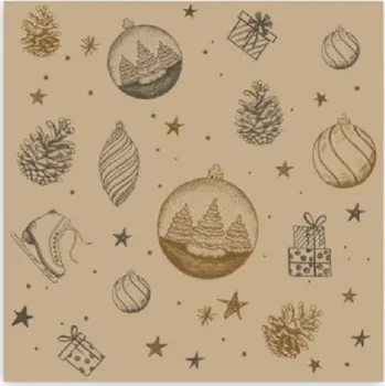 Papírový ubrousek Ubrousek (PAP FSC) 3vrstvý Vánoce (Ozdoby) 33x33cm / 84139