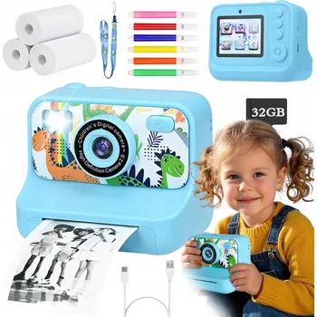 Digitální fotoaparát DĚTSKÝ DIGITÁLNÍ FOTOAPARÁT S TERMOTISKÁRNOU + 6 FIXŮ + 32GB KARTA