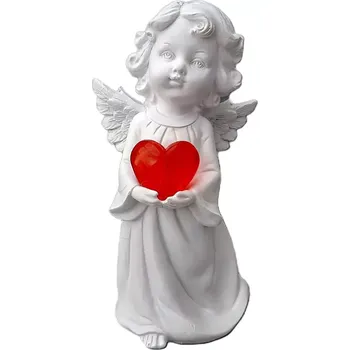 Smuteční dekorace Prodex Anděl se svítícím srdcem 16 cm bílá