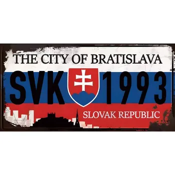 Plechová cedule Ceduľa značka Slovak Republik - The City Of Bratislava 30x15cm