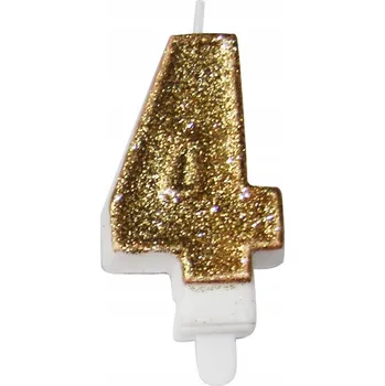 Dortová svíčka Svíčka číslice premium č. 4 zlatá 7,3 cm