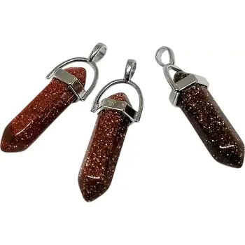 Přívěsek Avanturín zlatý přívěsek hexagon 4 cm