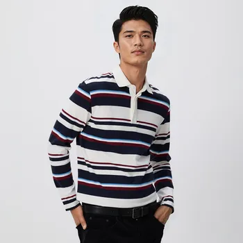 Pánské tričko Reserved - Pruhované polo tričko comfort - hnědá - 302EF-83X - 302EF-83X-M