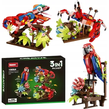 ostatní stavebnice Stavebnice 3v1 Papoušek Chameleón Krab Creator, sada 538 dílků