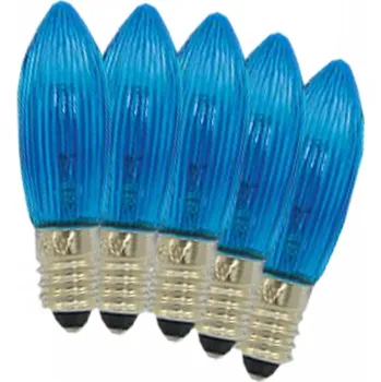 Vánoce Žárovky 20V 3W E-10 modré (5ks) pro vánoční řetězy (1ks)