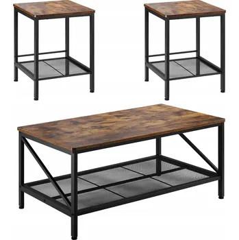 Konferenční stolek Sada 3 konferenčních stolků do obývacího pokoje, nosnost 90 kg, klasický retro styl