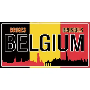 Plechová cedule Ceduľa značka Belgium Brussels Bruges 30x15cm