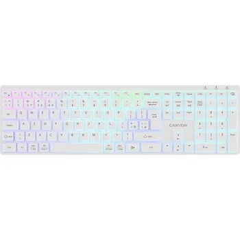 Klávesnice CANYON Klávesnice HKB-W11 UK/US RGB Dva Bezdrátové Režimy Bílá