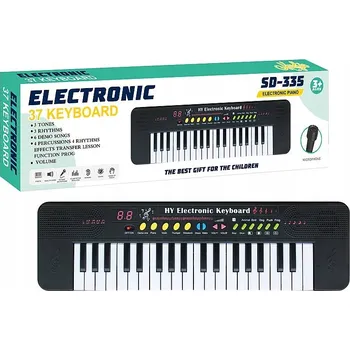Hudební nástroj pro děti Varhany, elektronické klávesy s 37 klávesami a mikrofonem, na baterie; 48x13,5x4cm, v krabici