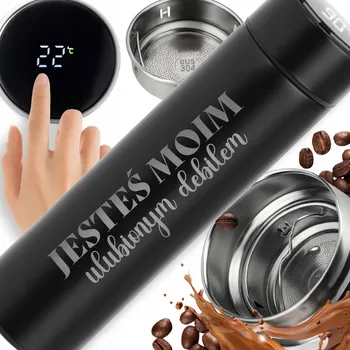 Termohrnek TERMOHRNEK S LED DISPLEJEM S GRAVÍROVÁNÍM ČERNÝ DÁREK PRO NI