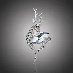 Éternelle Vánoční brož Swarovski Elements Rudolf 1 - vánoční sob B1036-H1-6 Světle modrá