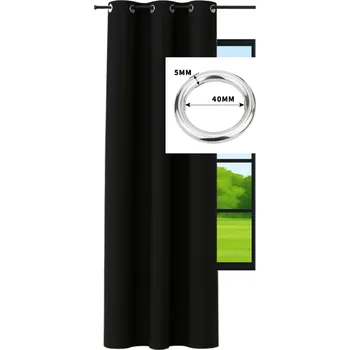 Obraz Hotový závěs s kroužky 145x220 matný, černé závěsy na kolečkách