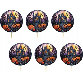 Obraz TOPPER NA DORT A MUFFINY HALLOWEEN DUCHOVÉ DÝNĚ KOČKA SADA TOPPERŮ 6 ks #48