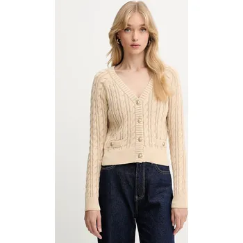 Dámské oblečení Bavlněný kardigan Guess GISELLE W5YR15.Z3OU0 béžová 08X, vel. L
