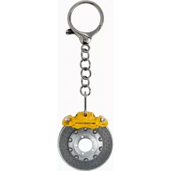 PORSCHE Brake disc key chain Přívěsek na klíče s kroužkem ve tvaru brzdového disku stříbrný (Kvalitní přívěsek na klíče s věrně reprodukovaným brzdovým kotoučem Porsche.)