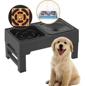 Miska pro psa Sada dvou misek a stojan s nastavitelnou výškou ELS PET černý