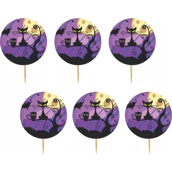 Obraz TOPPER NA DORT A MUFFINY HALLOWEEN DUCHOVÉ DÝNĚ KOČKA SADA TOPPERŮ 6ks #55