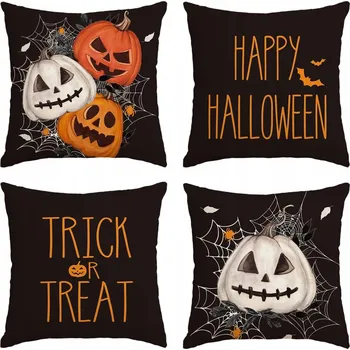 Dekorativní polštářek Povlaky na dekorativní polštáře s motivem Halloween 45 x 45 cm, 4 kusy