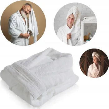 Dámský župan Župan bílý Prestige 100% bavlna L dlouhý rukáv ke kotníkům