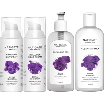 Pleťové sérum Nafigate kyselina hyaluronová denní krém 50 ml + noční krém 50 ml + čistící gel 200 ml + čistící mléko 200 ml