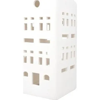 Svícen Svícen domek porcelánový matný s LED 21,5 cm