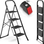 Higher ocelové skládací schůdky 4 stupně, černý