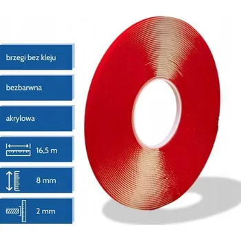 Lepicí páska HPX Akrylová oboustranná lepicí páska na sklo, transparentní 2 mm × 8 mm, 16,5 m -