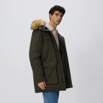 Dámský kabát Reserved - Bunda parka s kapucí - hnědozelená - 750GC-78X - 750GC-78X-XL