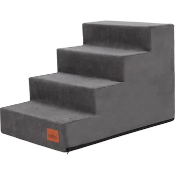 přepravka pro zvíře DOGGY Schody pro psa SAVOY šedé VELIKOST: M - výška 40 cm, 4 schody (d.60 cm, š.40 cm)