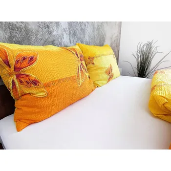 Povlak na dekorativní polštářek Krepový povlak na polštář 70x90 - Motýl žlutý II.jakost Zapínání: zip