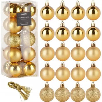 Vánoční dekorace 20x Vánoční Baňky VÁNOČNÍ ozdoby na stromeček nerozbitné ZLATÉ sada baněk na vánoční stromek