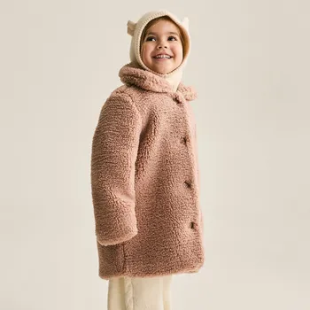 Dívčí bunda Reserved - Kabát z imitace beránka - pudrově růžová - 206EX-39X - 206EX-39X-104