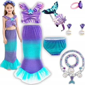 Karnevalový kostým SIRENÍ OCAS MOŘSKÉ PANNY KOSTÝM MOŘSKÁ PANNA PŘEVLEK ARIEL 140 146 cm 8v1