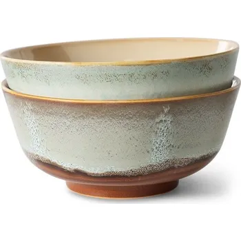 Set 2ks šedá miska s hnědým okrajem 70s Chef - Ø 19*8,5 cm