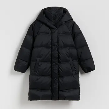 Dětská móda Reserved - Prošívaný kabát s přírodním prachovým peřím - černý - 256EX-99X - 256EX-99X-164