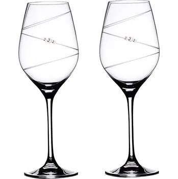 Sklenice BOHEMIA CRYSTAL Sklenice na bílé víno přátelská souprava Ring - 2 ks Swarovski, 360 ml