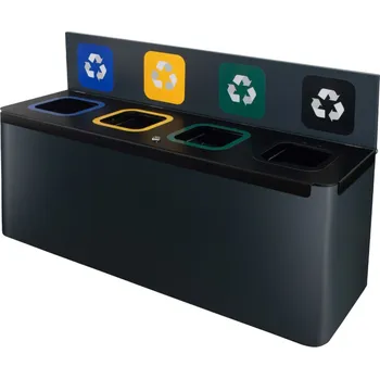 Odpadkový koš Alda Závěsná sestava na tříděný odpad EKO WALL Station 140 l 120x65x37 cm šedá