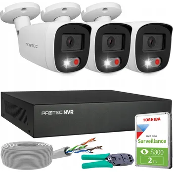 Bezpečnostní kamera Monitorovací sada 3 IP PoE kamery barevný obraz detekce osob 5Mpx HDD