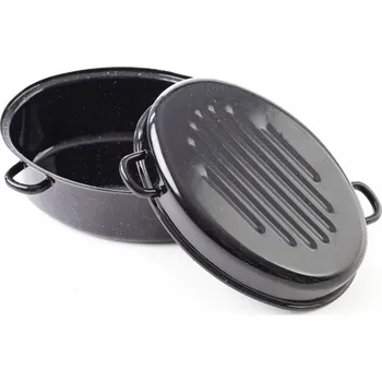 Hrnec Dvoupekáč smalt oválný 38 cm/5,5 l Beryl černý granit