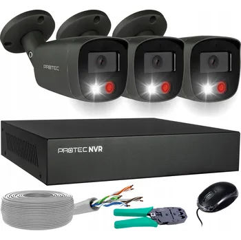 IP kamera Monitorovací sada 3 Grafitové kamery IP PoE Full Color s detekcí 5Mpx